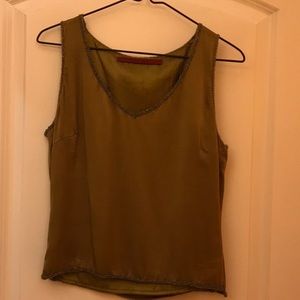 Emma Black olive green silk tank